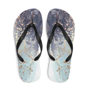 Soft Blue Gold Flip-Flops