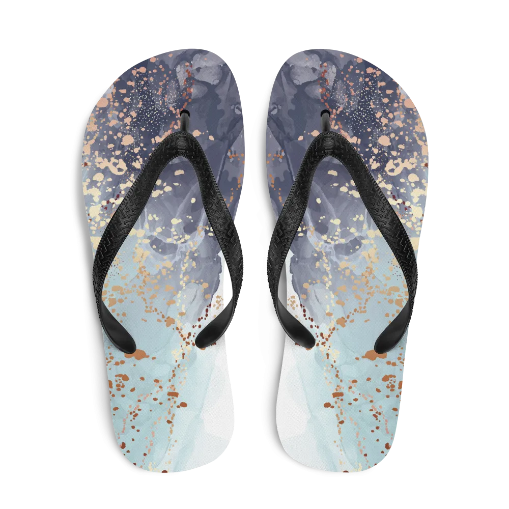 Soft Blue Gold Flip-Flops