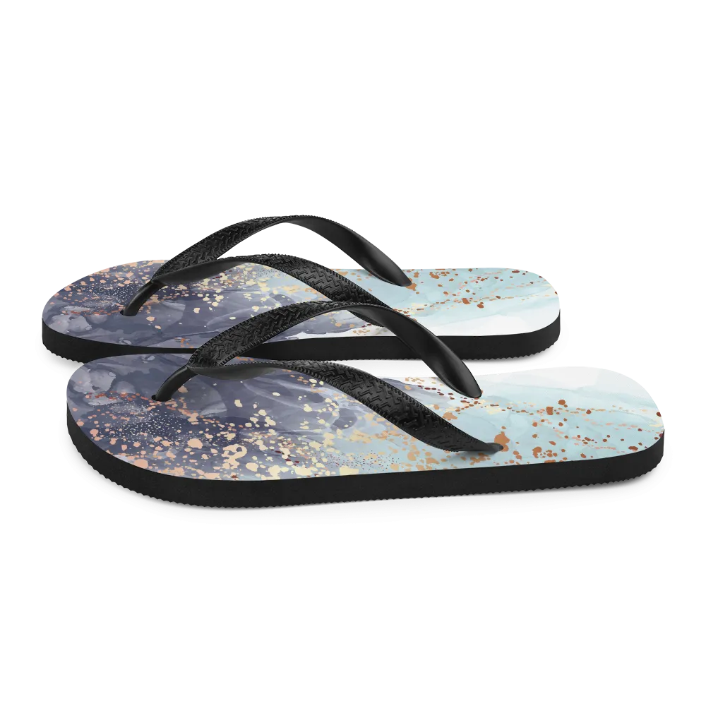 Soft Blue Gold Flip-Flops