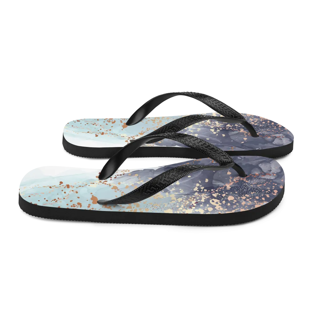 Soft Blue Gold Flip-Flops