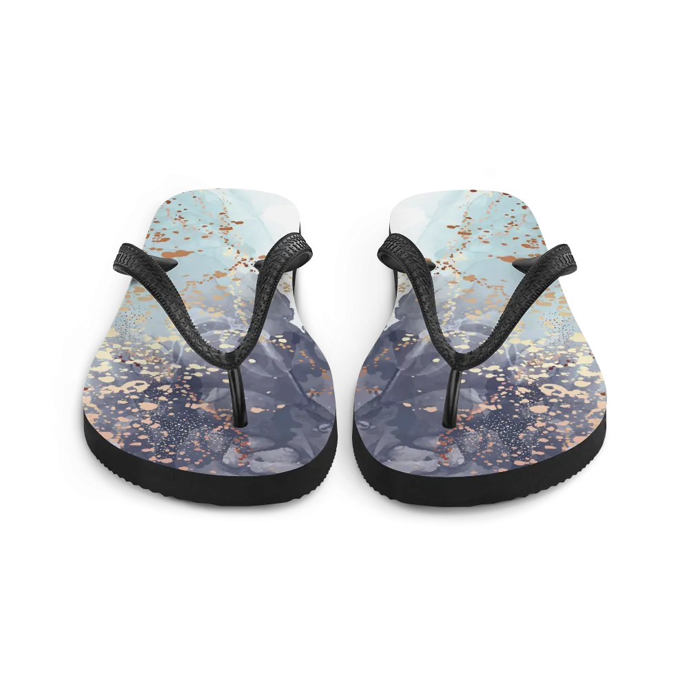 Soft Blue Gold Flip-Flops