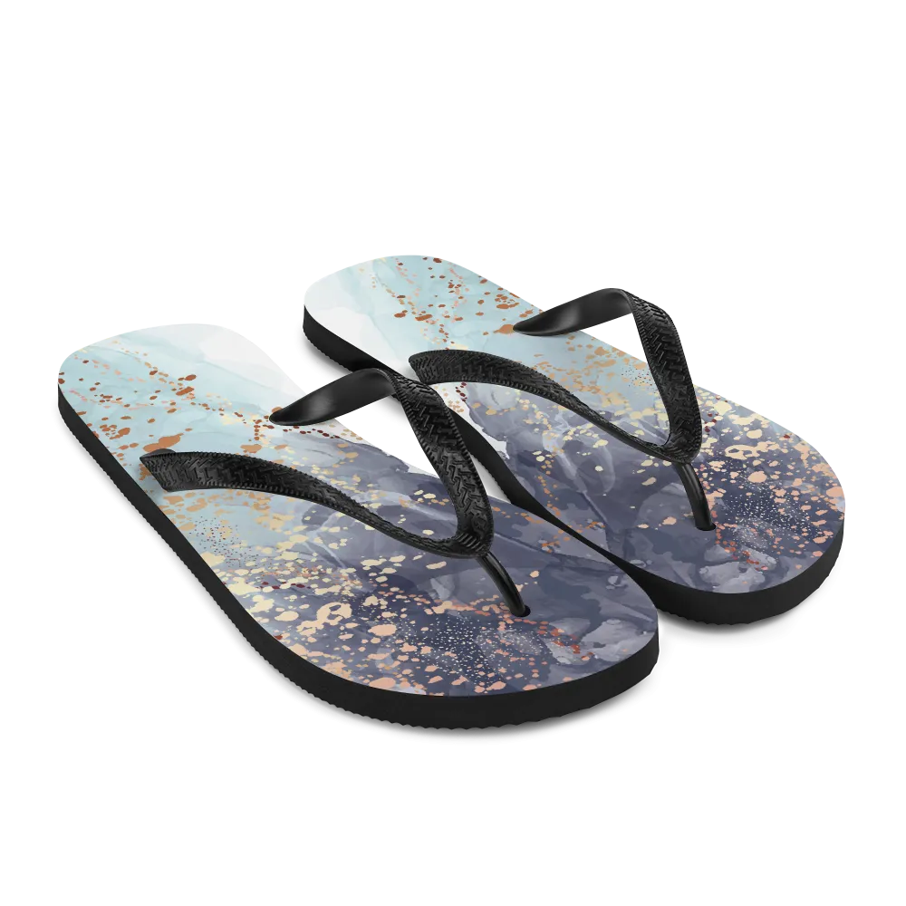 Soft Blue Gold Flip-Flops