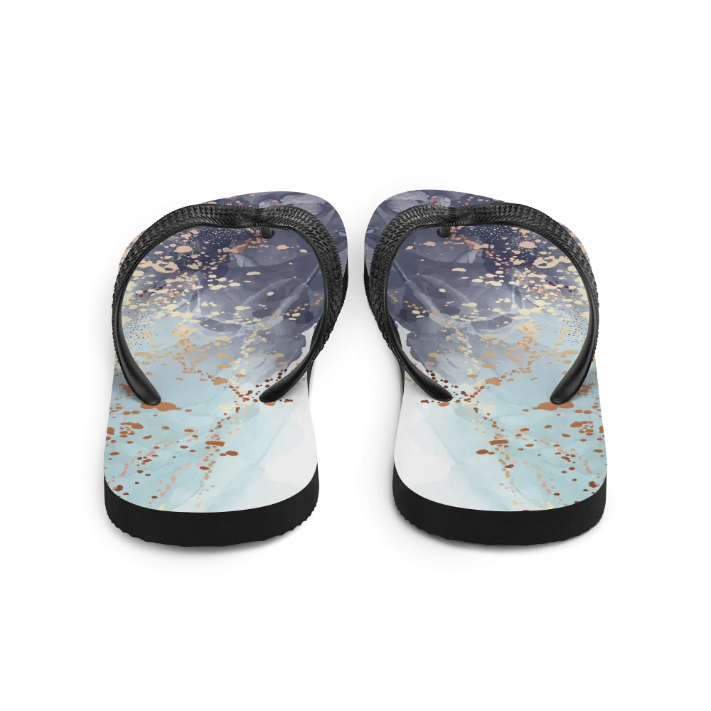Soft Blue Gold Flip-Flops