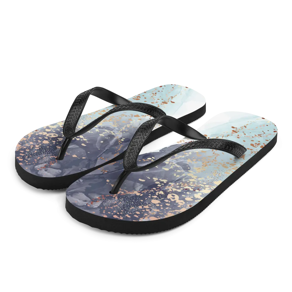 Soft Blue Gold Flip-Flops