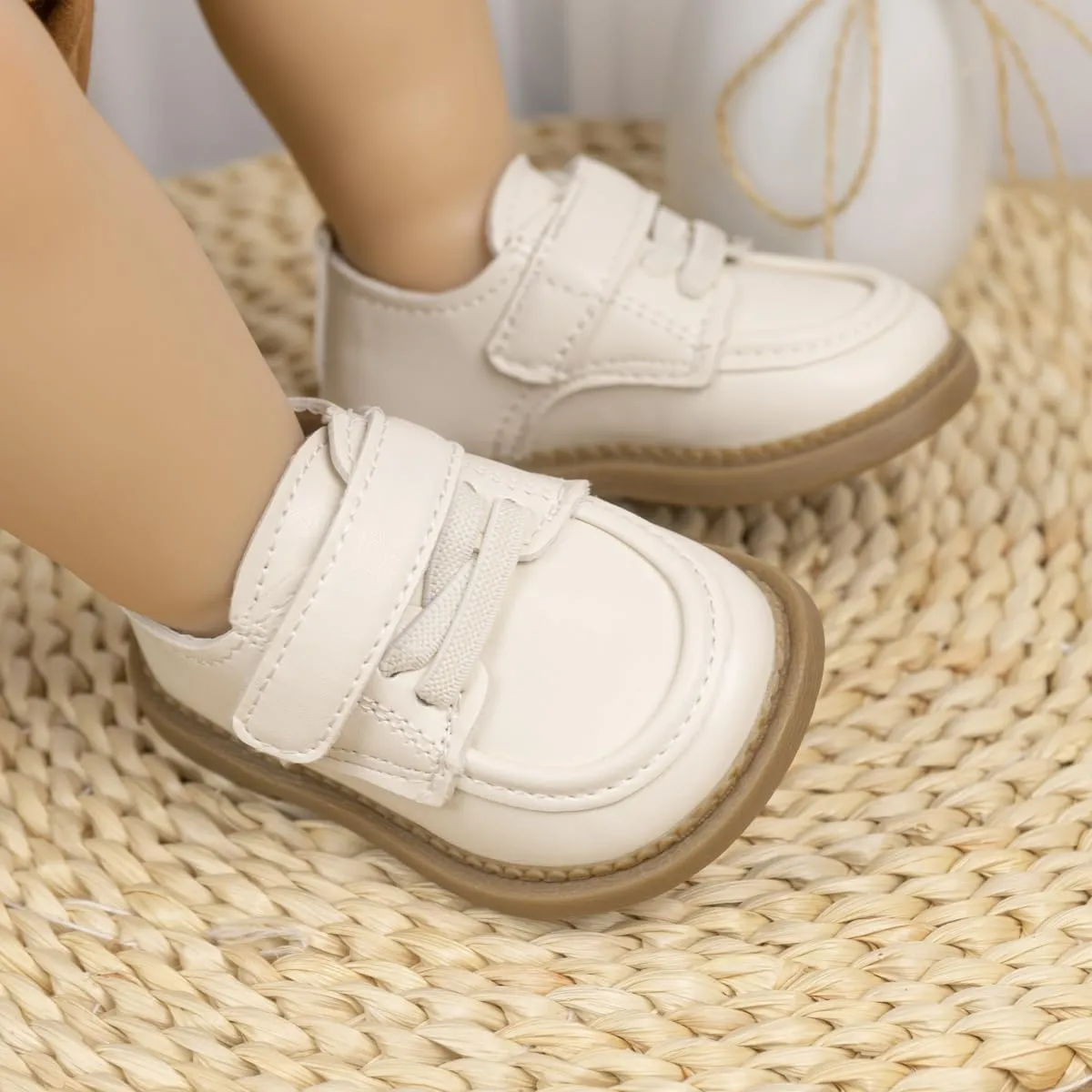 Sonsage Infant Baby Boys Girls Oxford Shoes PU Leather Loafers Flats Non-Slip Unisex Classic Moccasins Rubber Soft Sole Newborn Toddler Walking School Uniform Wedding Dress Shoe
