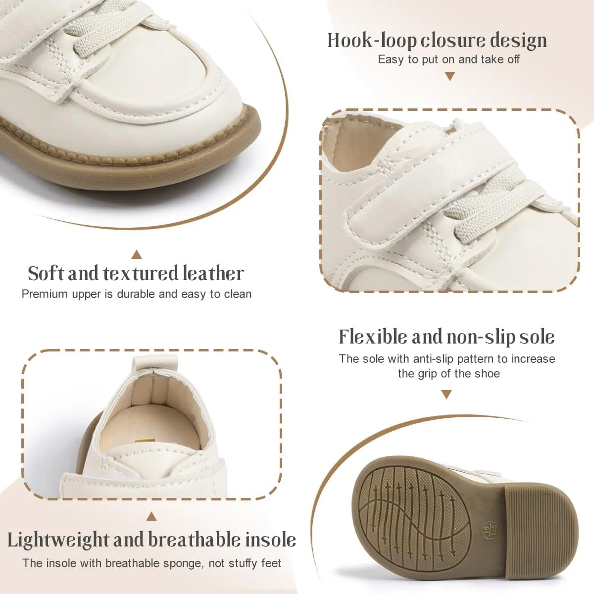 Sonsage Infant Baby Boys Girls Oxford Shoes PU Leather Loafers Flats Non-Slip Unisex Classic Moccasins Rubber Soft Sole Newborn Toddler Walking School Uniform Wedding Dress Shoe