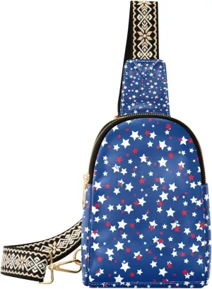 Star Small Sling Bag for Women,Leather Fanny Pack,Crossbody Waist Bag With Adjustable Guitar Strap