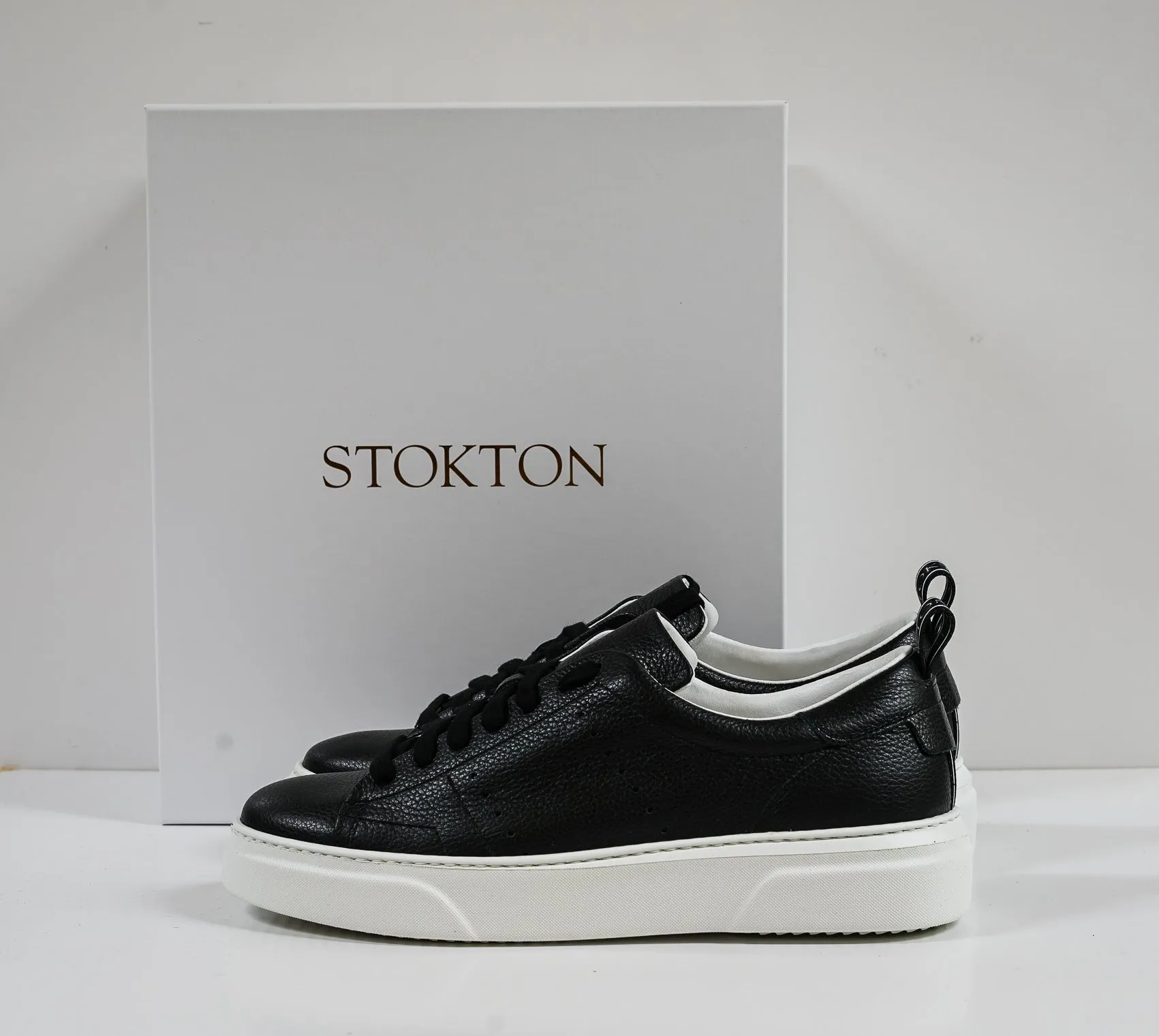Stokton Men's Black Leather Sneaker Bubka. Size 41