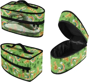 St.Patrick's Day Gold Rainbow Shamrock Leprechaun Hat Print Portable Steam Iron Bag Travel Iron Organizer with Zipper Lightweight Garment Steamer Case for Travel Case Only