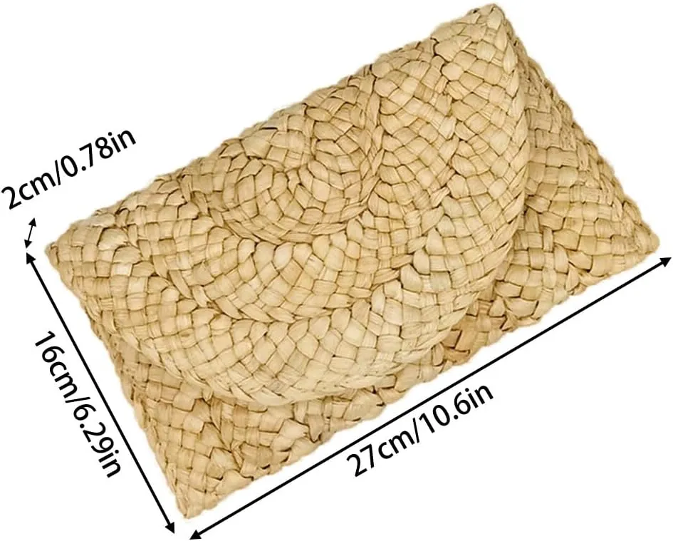 Straw Clutch Purses for Women, Boho Casual Summer Evening Straw Clutch Bag Woven Summer Beach Bag