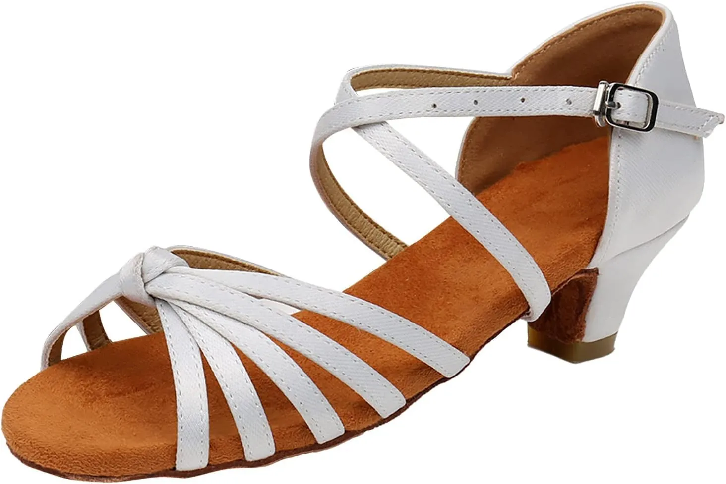 Summer Sandals for Womens Lace Up Latin Dance High Heels Shoes Heeled Ballroom Salsa Tango Party Sequin Dance (White, 8)