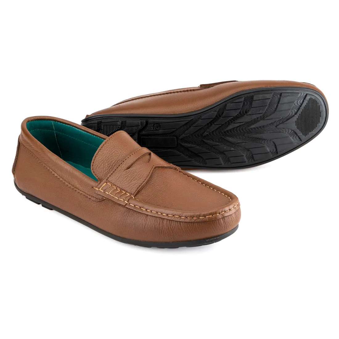 Tan Milled Penny Loafers
