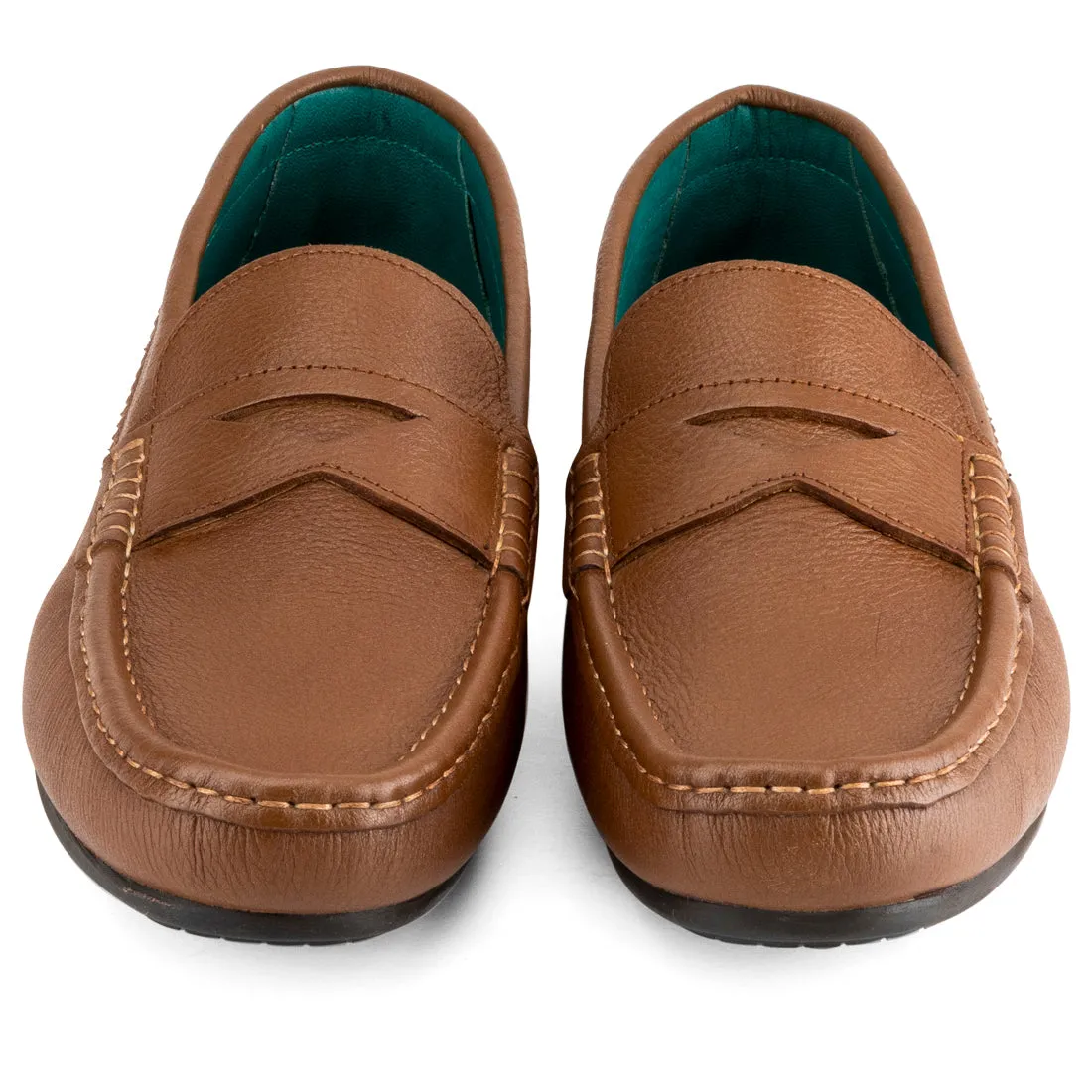 Tan Milled Penny Loafers