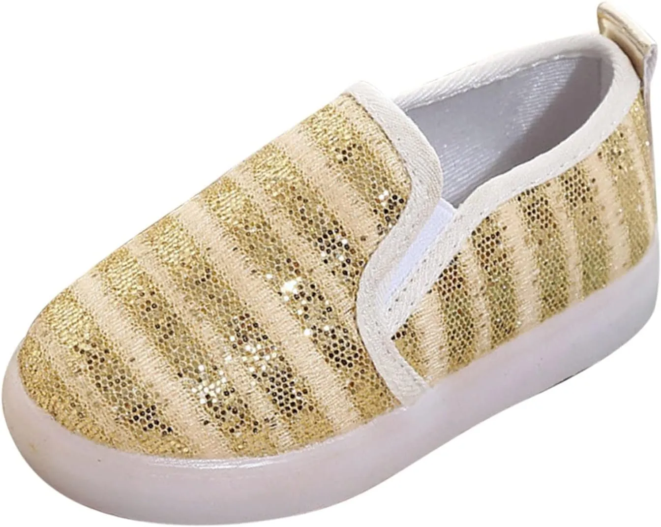 Toddler Girls Canvas Shoes Glitter Slip On Sneakers Light Up Shoes Casual Loafers for Infant Toddler Tennis Shoes