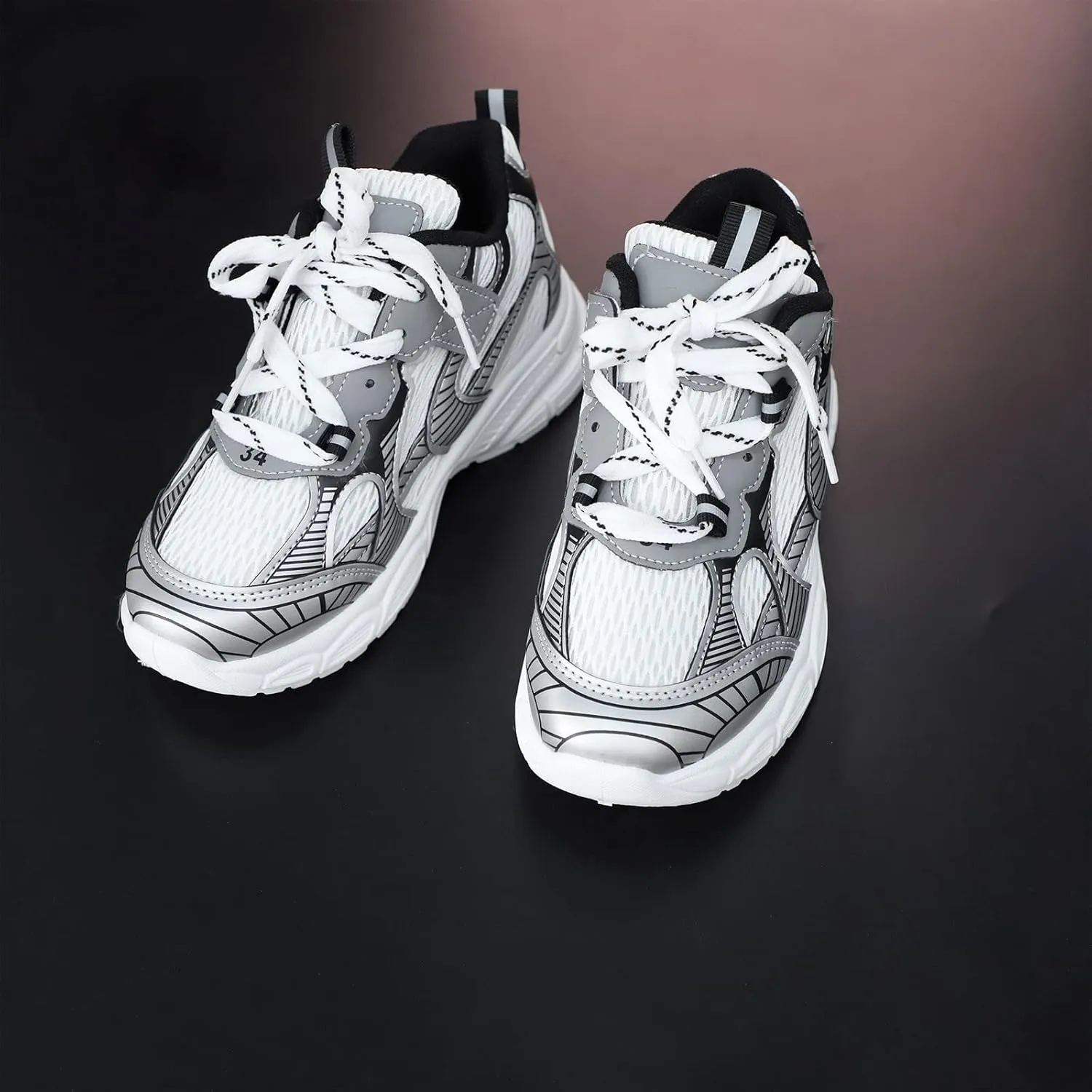 Toddler Shoes Boys Girls Tennis Shoes Kids Mesh Breathable Sneakers Non Slip Lace-up Running Athletic Sports Shoes
