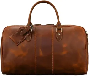 Travel Bag for Men Leather Travel Travelling Laptop Handbags Unisex Cow Skin Hand Luggage Bag