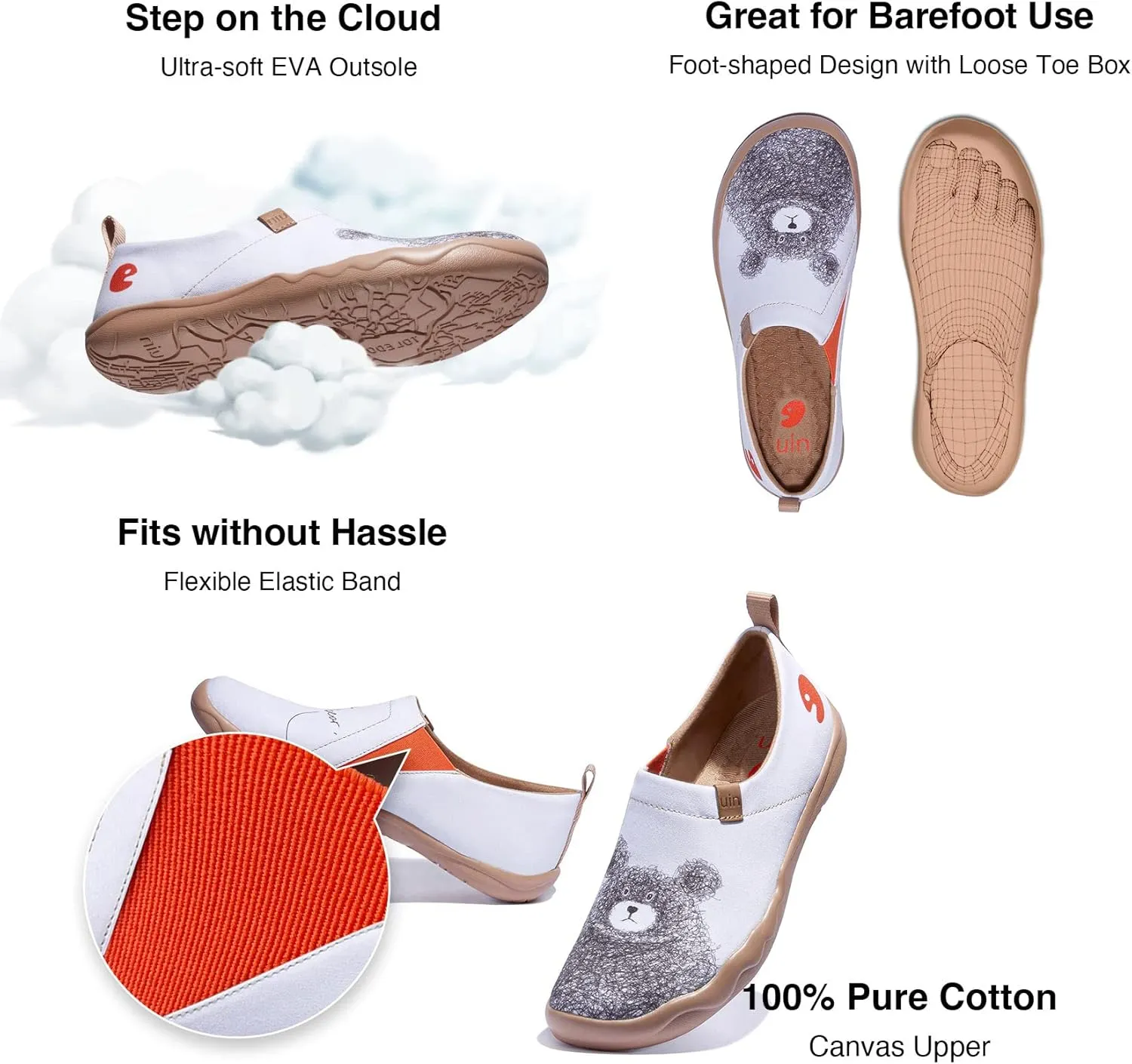 UIN Men's Walking Travel Shoes Slip On Canvas Casual Loafers Lightweight Comfort Fashion Sneaker Happy Doggies