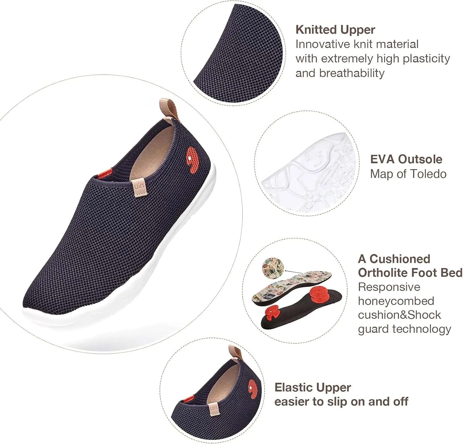 UIN Men's Walking Travel Shoes Slip On Canvas Casual Loafers Lightweight Comfort Fashion Sneaker Happy Doggies