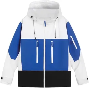 Unisex Hooded Windbreaker, Waterproof Lightweight Jacket, Patchwork Color, Casual