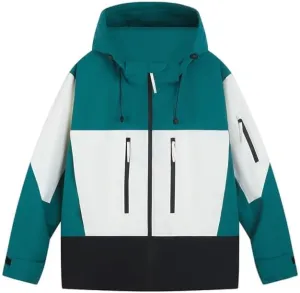 Unisex Hooded Windbreaker, Waterproof Lightweight Jacket, Patchwork Color, Casual