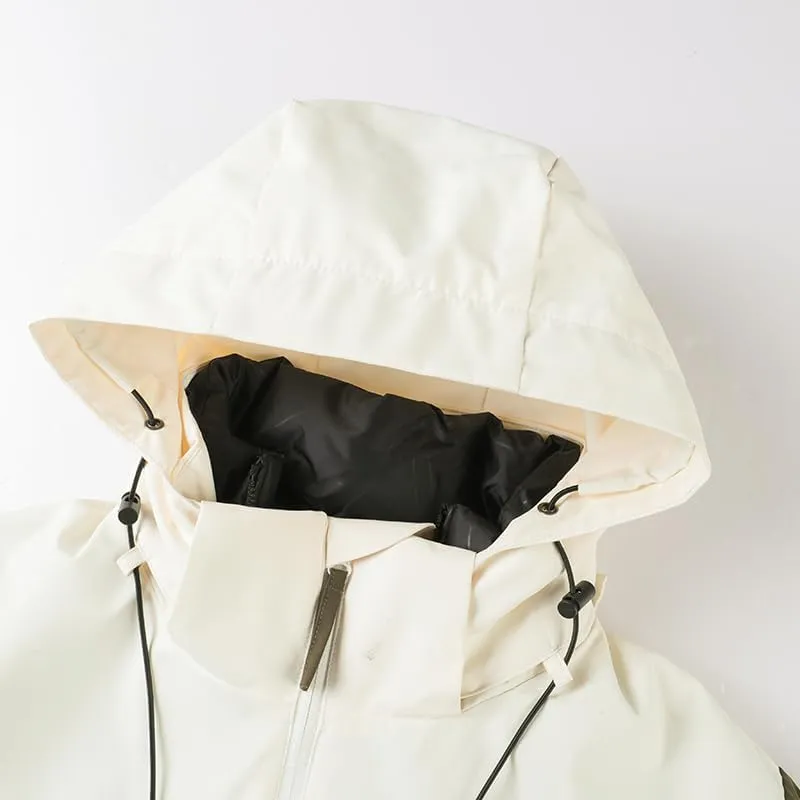 Unisex Hooded Windbreaker, Waterproof Lightweight Jacket, Patchwork Color, Casual