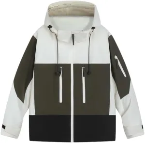 Unisex Hooded Windbreaker, Waterproof Lightweight Jacket, Patchwork Color, Casual