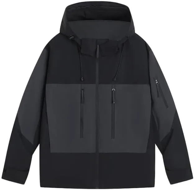 Unisex Hooded Windbreaker, Waterproof Lightweight Jacket, Patchwork Color, Casual