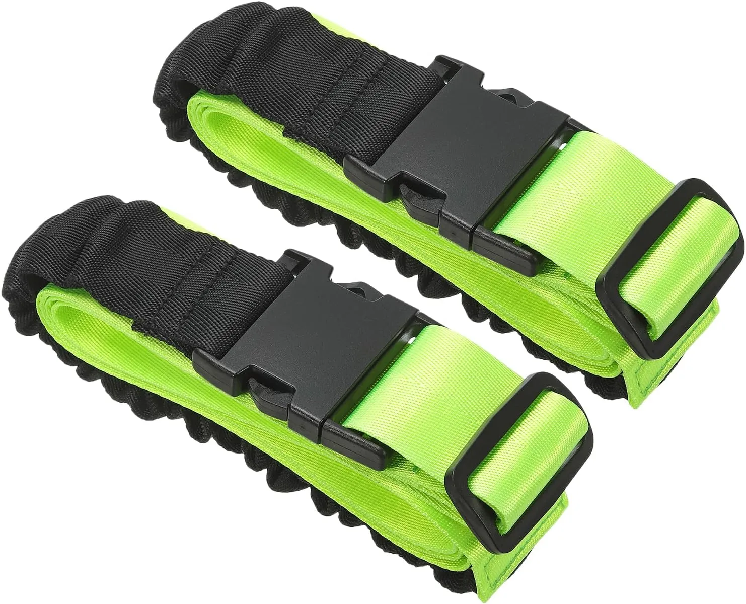 uxcell Luggage Straps with Stretch Straps 2" x 73", 2 Pack Adjustable Suitcase Belt Strap with Buckle for Travel Bag Closure Identify, Green