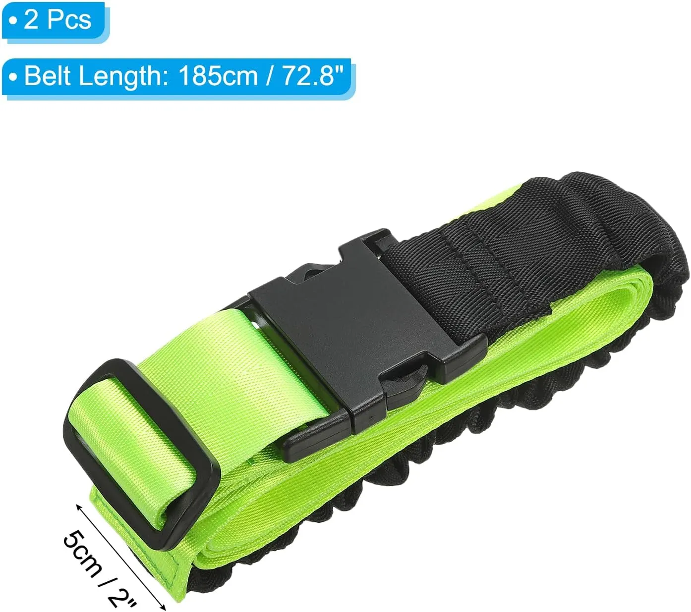 uxcell Luggage Straps with Stretch Straps 2" x 73", 2 Pack Adjustable Suitcase Belt Strap with Buckle for Travel Bag Closure Identify, Green