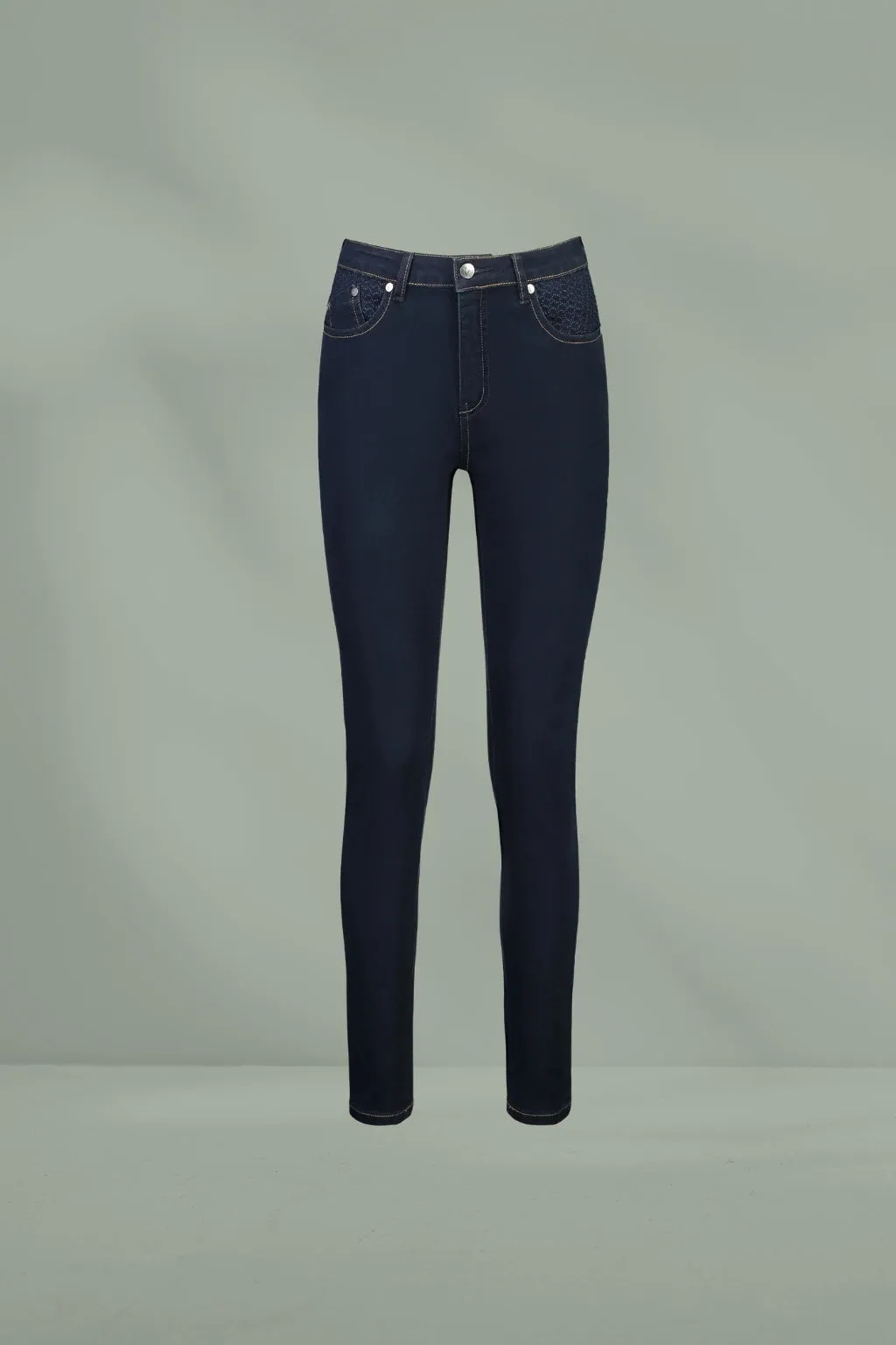 Vassalli Skinny Leg Basket Weave Jeans Indigo