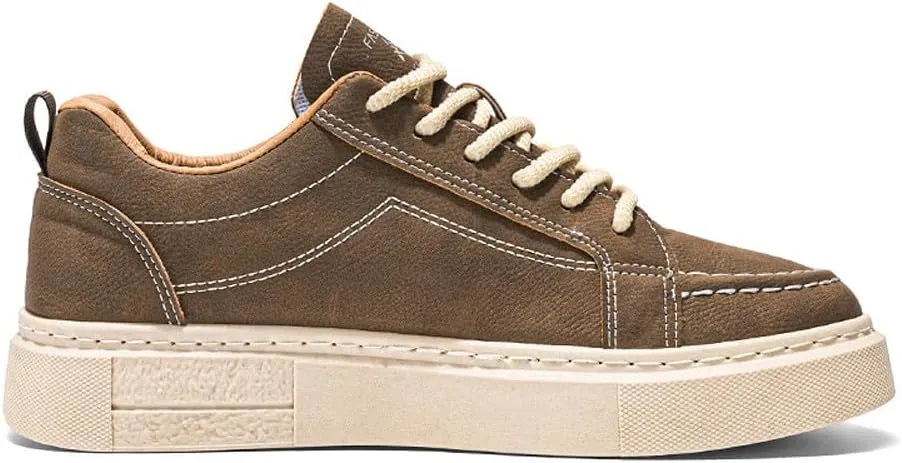 VAXAV Men's Fashion Low Top PU Flats Sneakers Skate Walking Driving Shoes