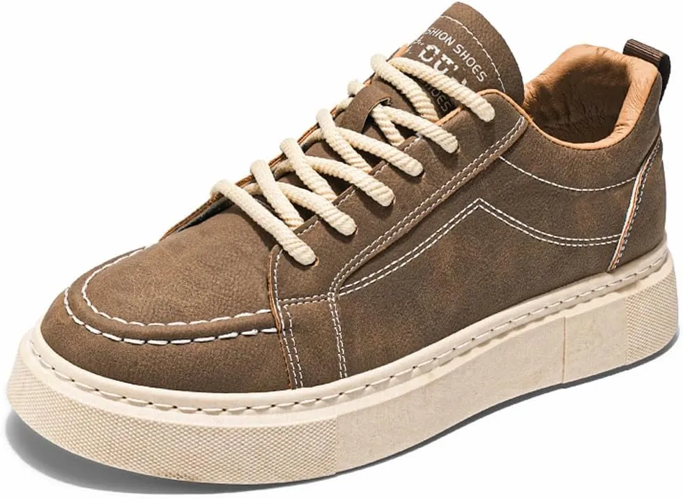 VAXAV Men's Fashion Low Top PU Flats Sneakers Skate Walking Driving Shoes