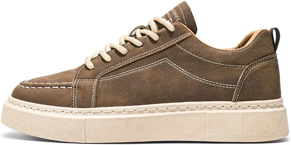 VAXAV Men's Fashion Low Top PU Flats Sneakers Skate Walking Driving Shoes