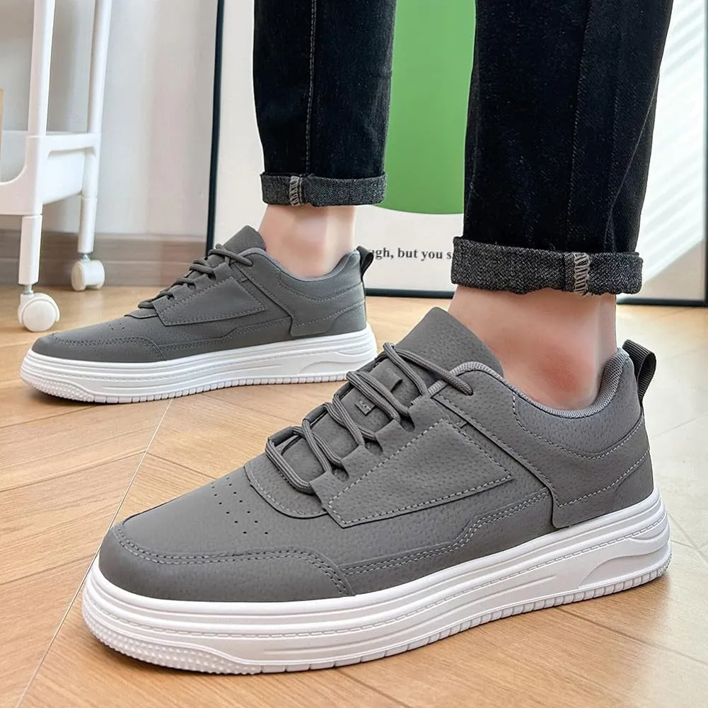 VAXAV Men's Fashion Low Top PU Flats Sneakers Skate Walking Driving Shoes