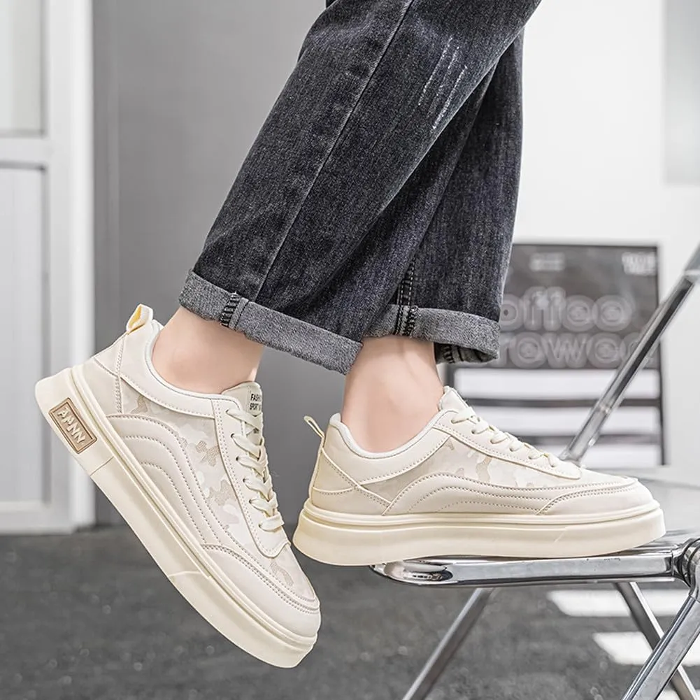 VAXAV Men's Fashion Low Top PU Flats Sneakers Skate Walking Driving Shoes