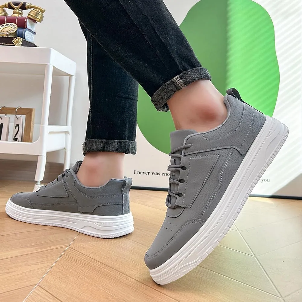 VAXAV Men's Fashion Low Top PU Flats Sneakers Skate Walking Driving Shoes