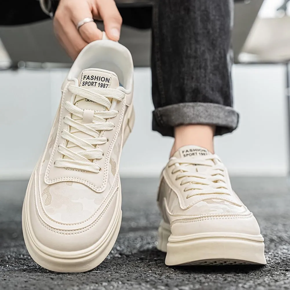 VAXAV Men's Fashion Low Top PU Flats Sneakers Skate Walking Driving Shoes