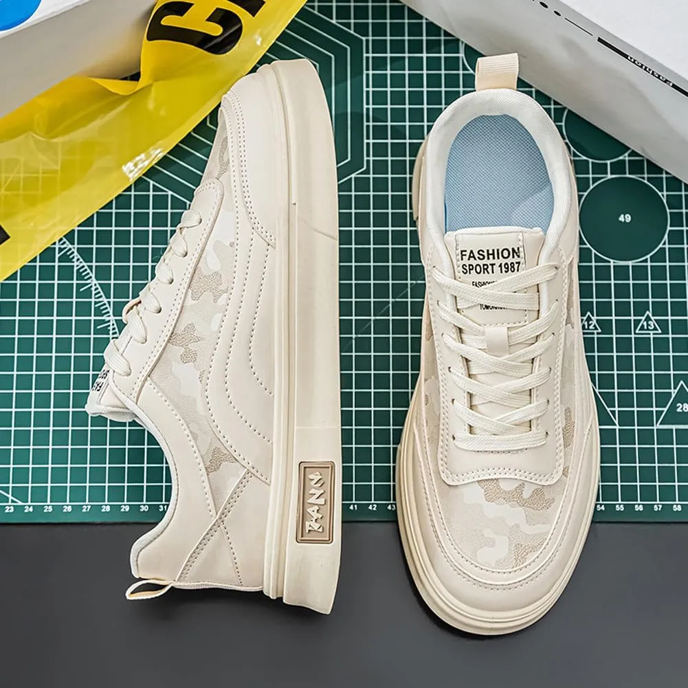 VAXAV Men's Fashion Low Top PU Flats Sneakers Skate Walking Driving Shoes