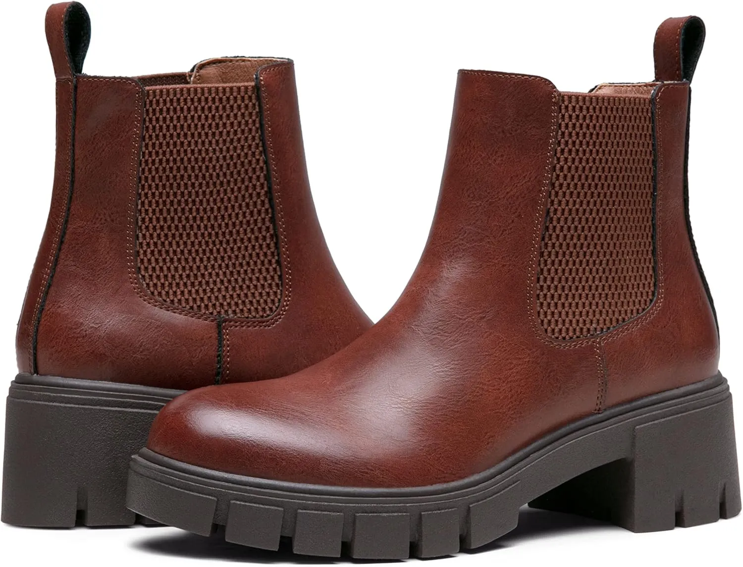Vepose Women's 936 Chelsea Ankle Boots Platform Lug Sole Elastic Slip on Booties