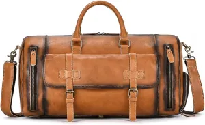 Vintage Leather Men's Handbag Men's Leather Handbag Single Shoulder Straddle Large Capacity Duffle Bag