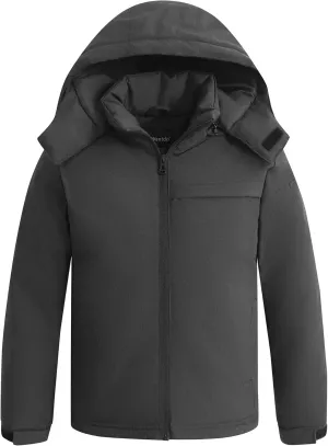 wantdo Boys Winter Coat Waterproof windbreaker Snow Ski Jacket Warm Thick Rain Jacket Kids Coats with Removable Hood