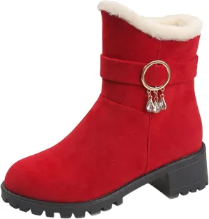 Winter Boots for Women 2023 Trendy Fall Womens Black Winter Snow Boots Womens Wide Toe Snow Boots Mid Calf Winter Boots for Women Low Heel Botas De Invierno Para Mujer Pie Ancho