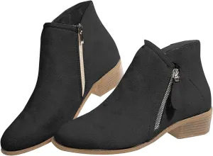 Women's Ankle Boots & Booties Ankle Booties for Women Flat Ankle Boots for Women Boot Shoes for Women Fashion Round Toe Side Zipper Pointd Toe Suede