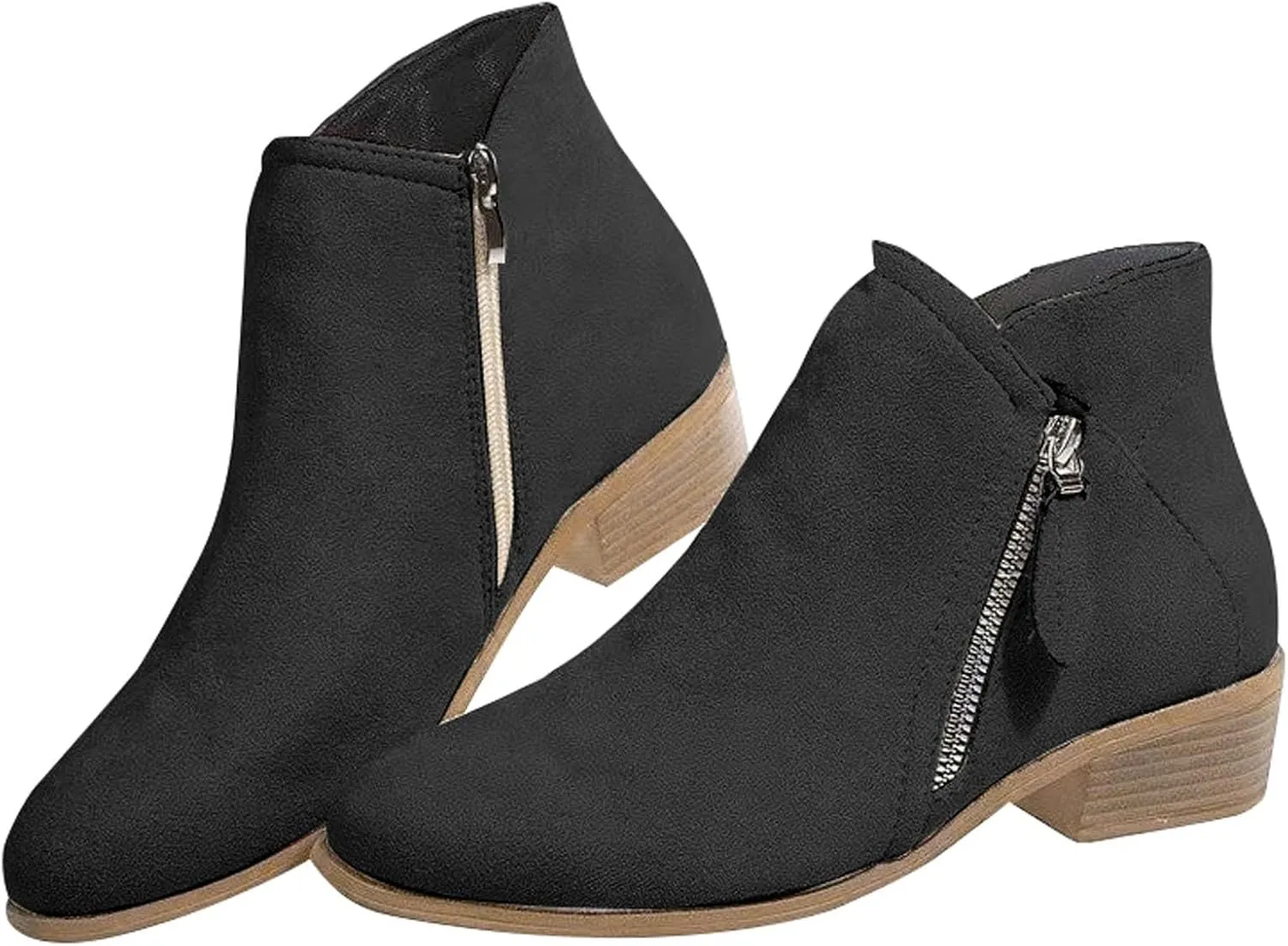 Women's Ankle Boots & Booties Ankle Booties for Women Flat Ankle Boots for Women Boot Shoes for Women Fashion Round Toe Side Zipper Pointd Toe Suede