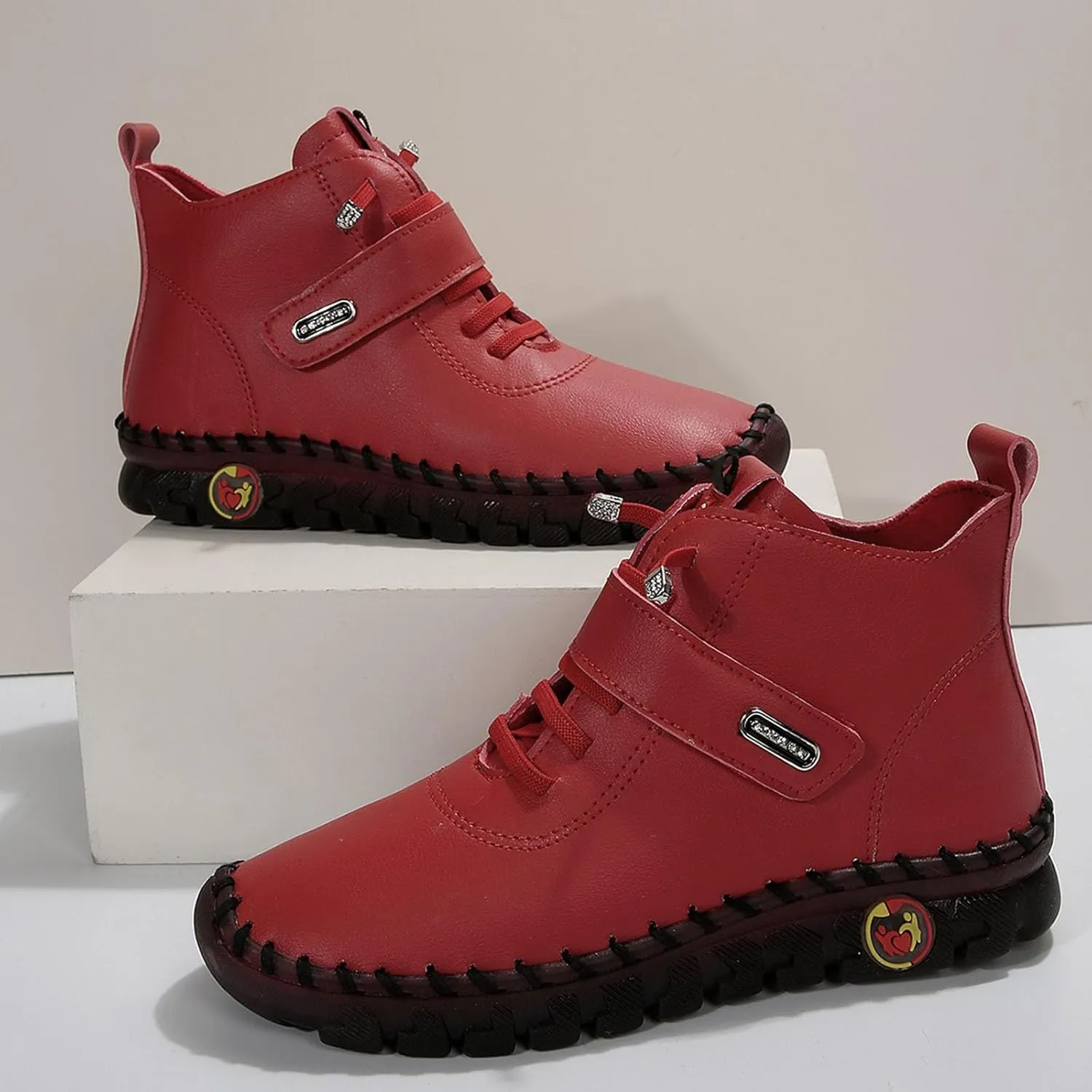 Womens Boots Fashion Lug Sole Zipper Insulated Warm Boots for Women Lace Up Anti-Slip Winter Ankle Boots Shoes