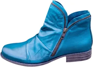 Womens Boots Fashion Side Zipper Solid Color Retro Boots for Women Chunky Heel Cozy Leather Casual Ankle Boots
