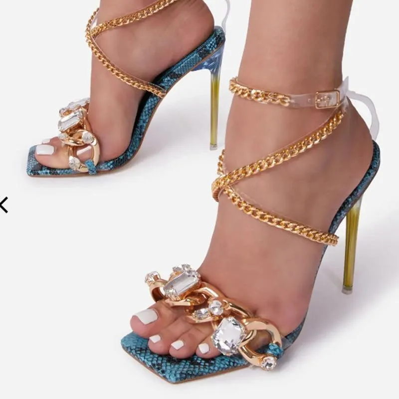 Women's Open Toe Party High Heels W/ Chain Details
