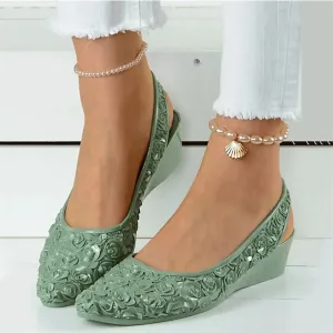 Women's Sandals Wedge Heels Outdoor Beach Summer Wedge Heel Pointed Toe Elegant Casual Minimalism PVC Loafer Solid Color Black Pink Green