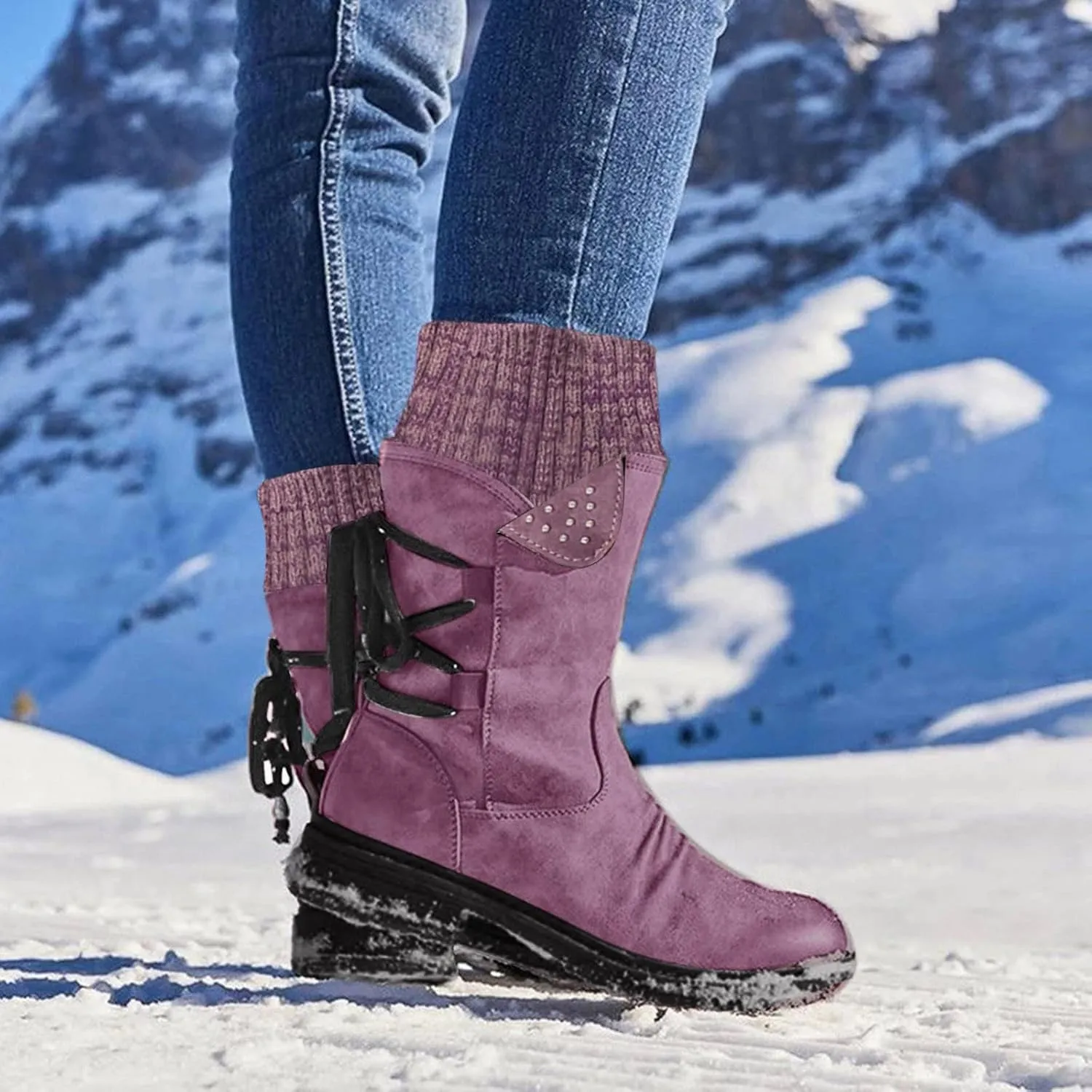 Women's Waterproof Snow Boots Wide Width Snow Boots Women Waterproof Women Winter Boots Slip on 8.5 Winter Boots Womens Size 8.5 Botas Para Nieve De Mujer Anti Deslizante