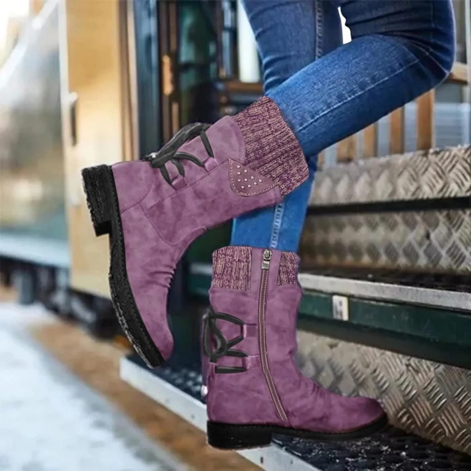 Women's Waterproof Snow Boots Wide Width Snow Boots Women Waterproof Women Winter Boots Slip on 8.5 Winter Boots Womens Size 8.5 Botas Para Nieve De Mujer Anti Deslizante